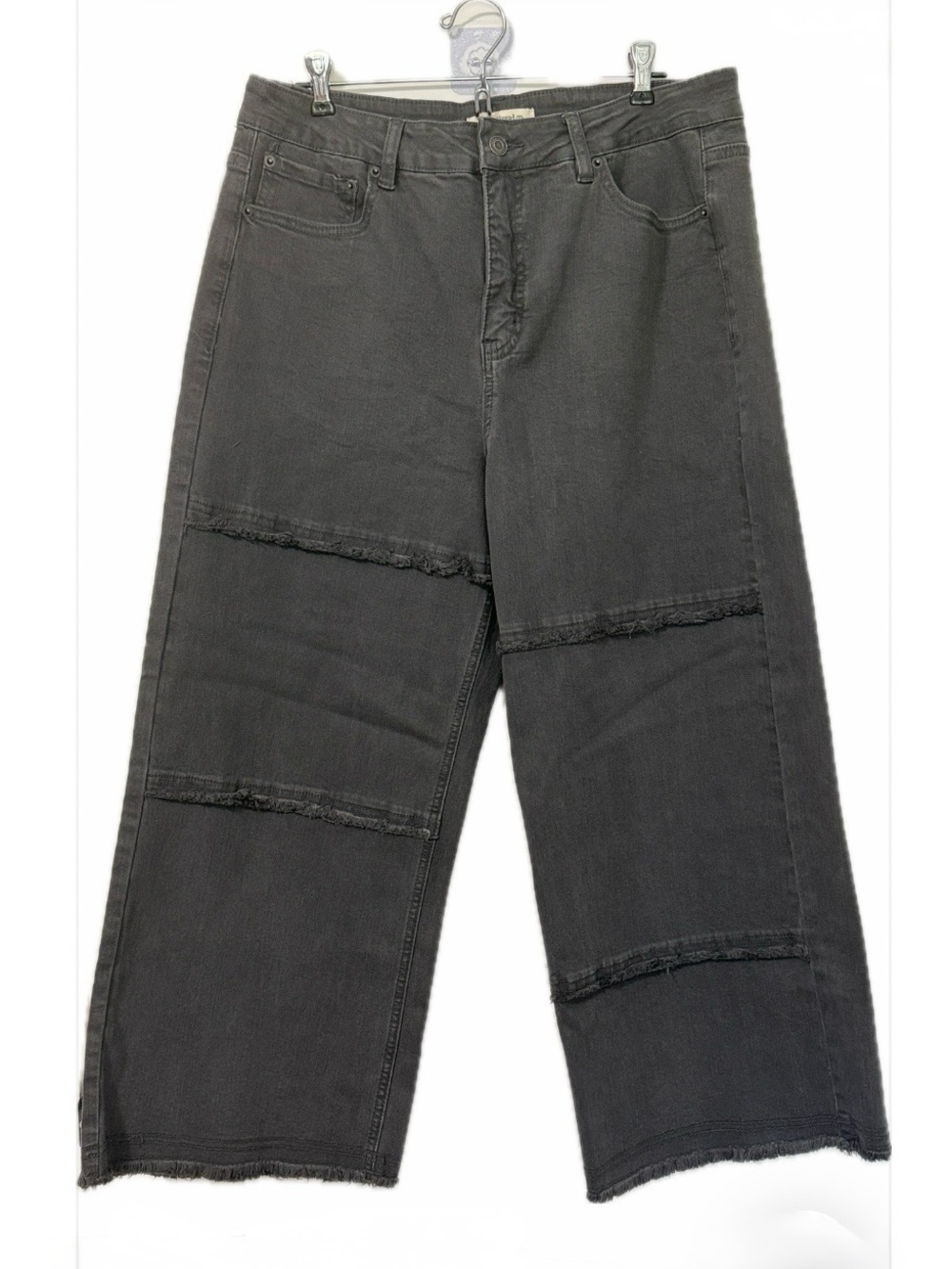 Indigo Thread Co. High-Rise Wide-Leg Grey Patch Seam Jeans NWOT